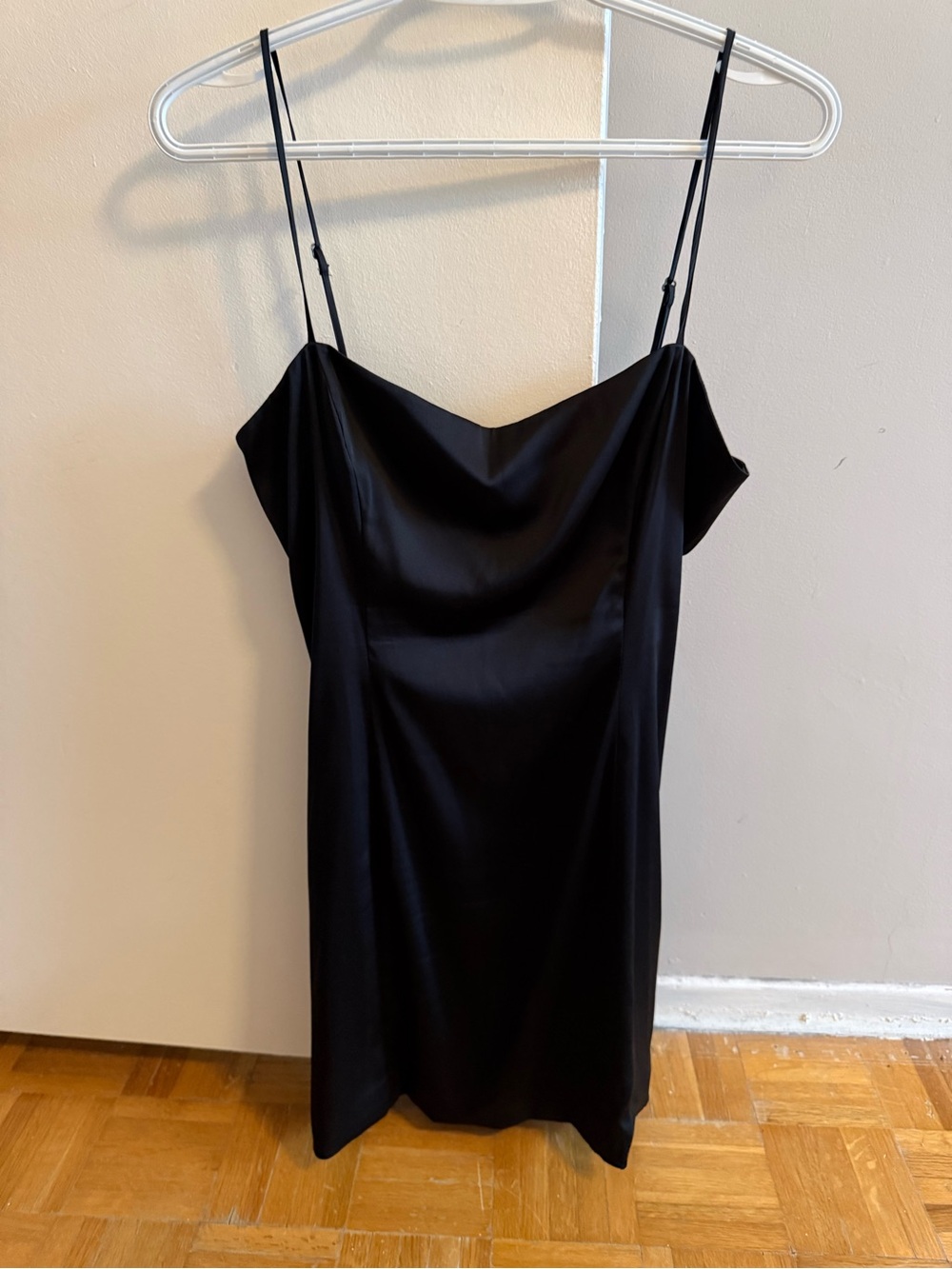 Sunday Best Black Satin Mini Slip Dress